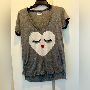 Lauren Moshi deep-v, size small heart t-shirt
